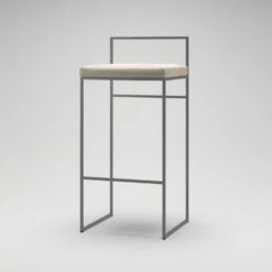 Barhocker Mit Rückenlehne 90 Cm, Grau / Beige Samt -Einrichtungsgeschäft department barstuhl mit hoher ruckenlehne schwarz 193